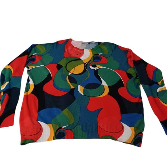 Men's Artsy Abstract‎ Lightweight Sweater M Colorful Art to Wear Work Office - Picture 10 of 12